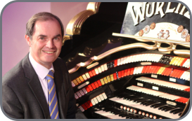 Michael Wooldridge at the East Sussex National Wurlitzer - Photo by Martin Simpson