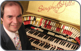 Michael Wooldridge at the Singing Hills Wurlitzer - Photo by Tony Wilson